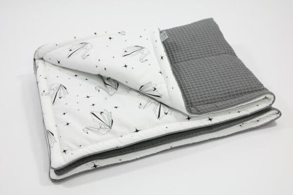 Wafelstof deken Tiny Star Origami Swan Donkergrijs