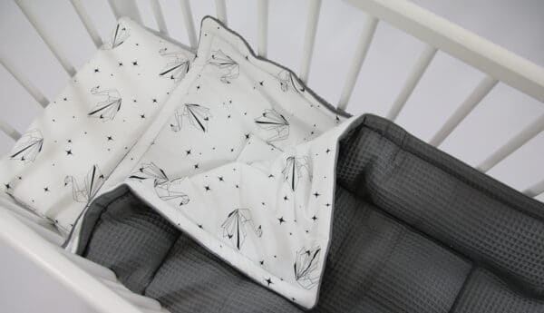 Wafelstof deken Tiny Star Origami Swan Donkergrijs - Afbeelding 3