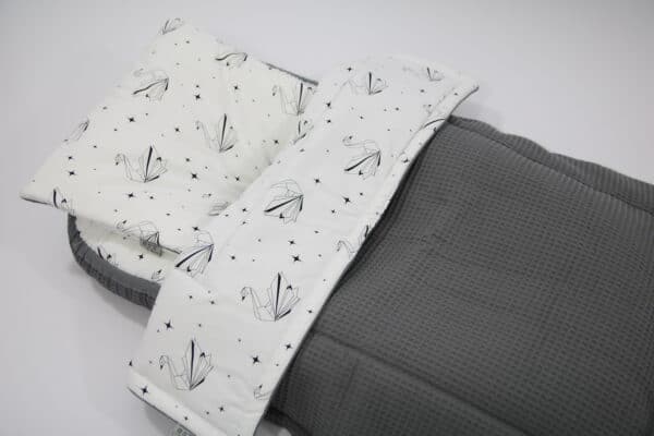 Wafelstof deken Tiny Star Origami Swan Donkergrijs - Afbeelding 2