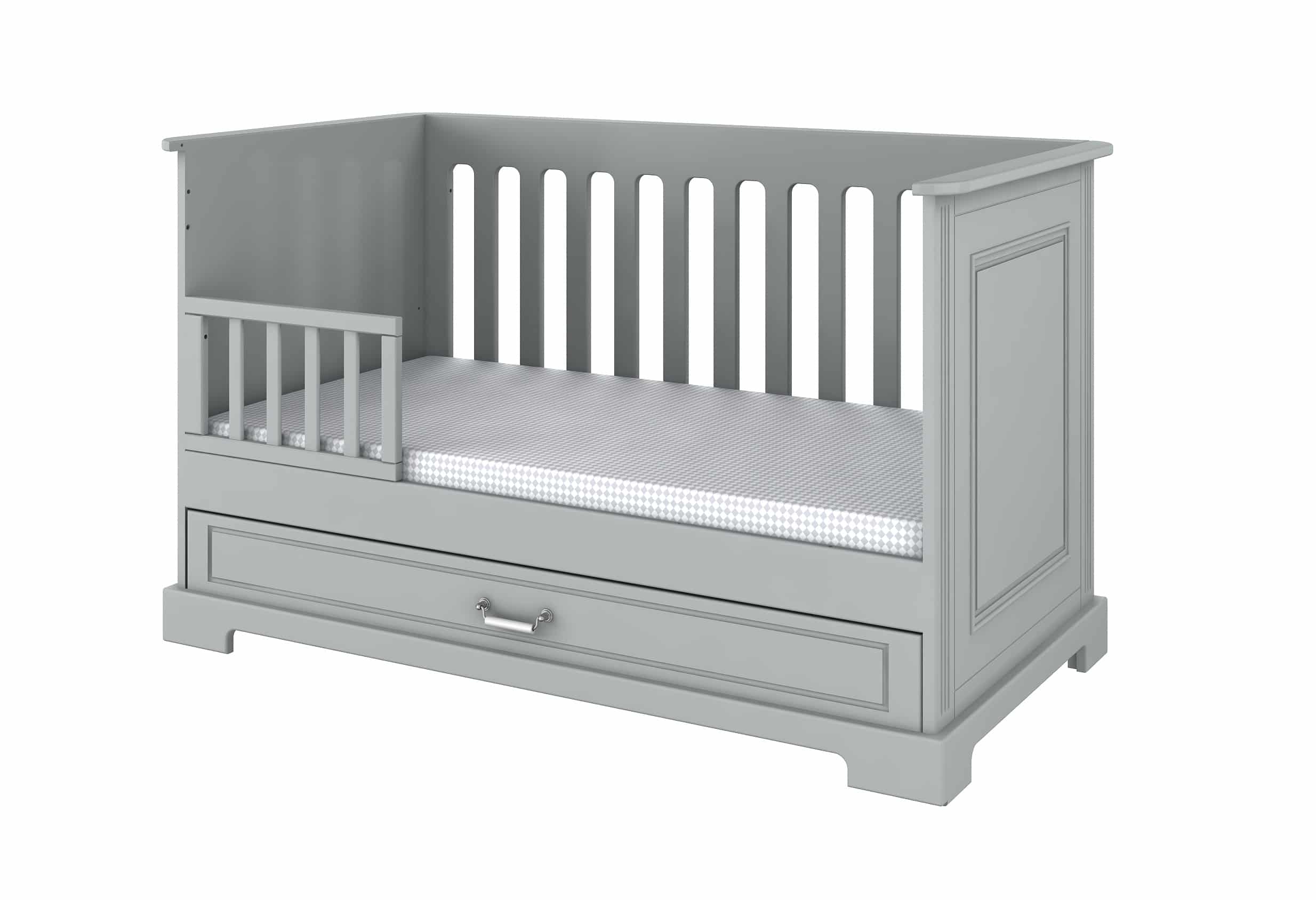 Baby's Paradijs | Ines grey sofa bed 70x140 with blocade Babykamer Ines Neutral Grey - Commode + Doorgroeibed Ines - Afbeelding 3