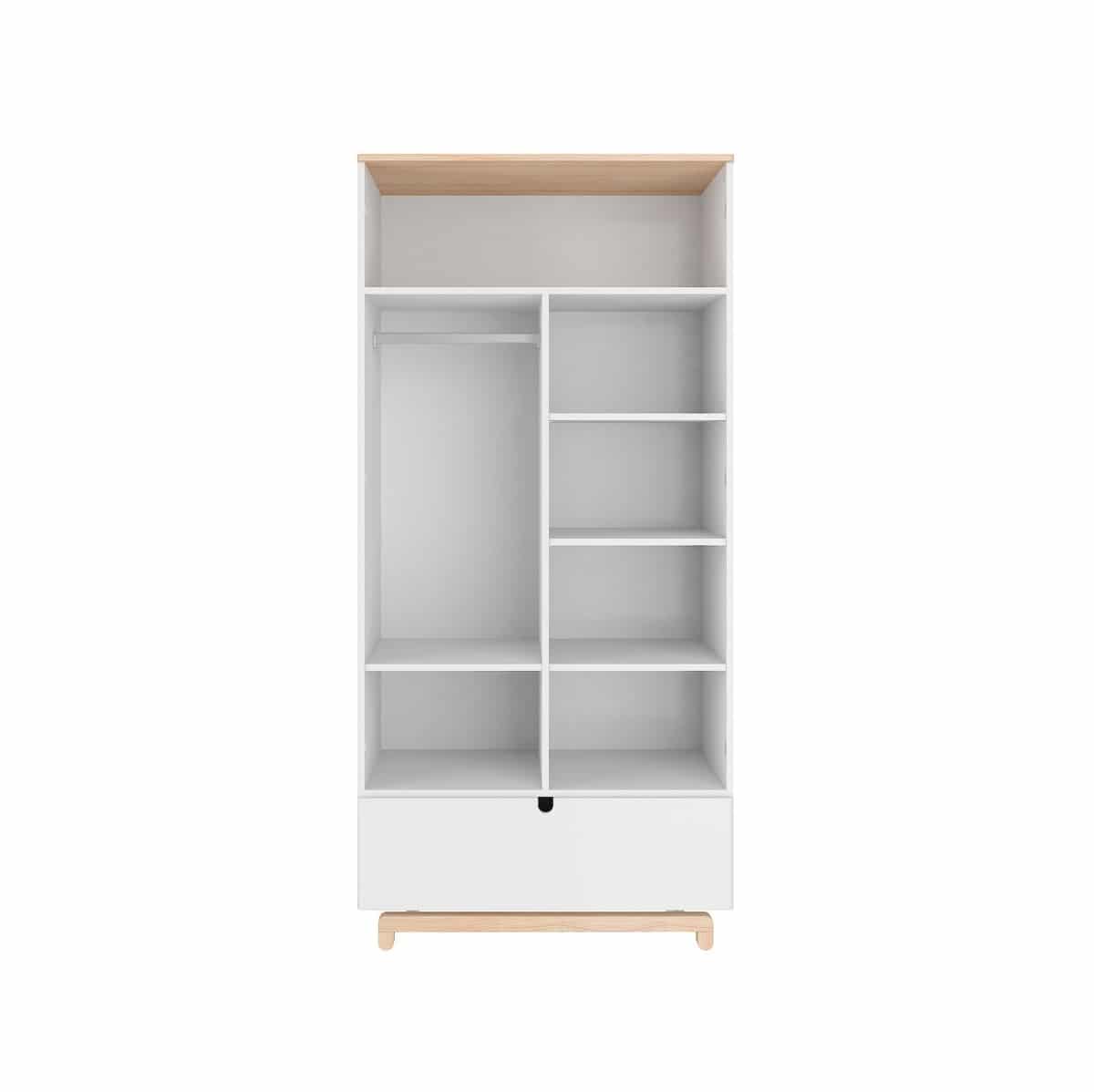 Baby's Paradijs | Nomi wardrobe open Babykamer Nomi - doorgroeibed + commode + kast + boekenkast + wandrek - Afbeelding 12