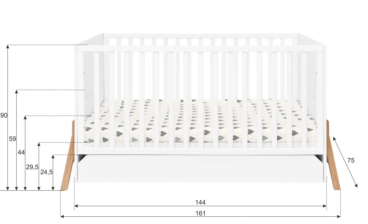 Baby's Paradijs | Łóżeczko 1 Babykamer Lotta Snow White - Afbeelding 14