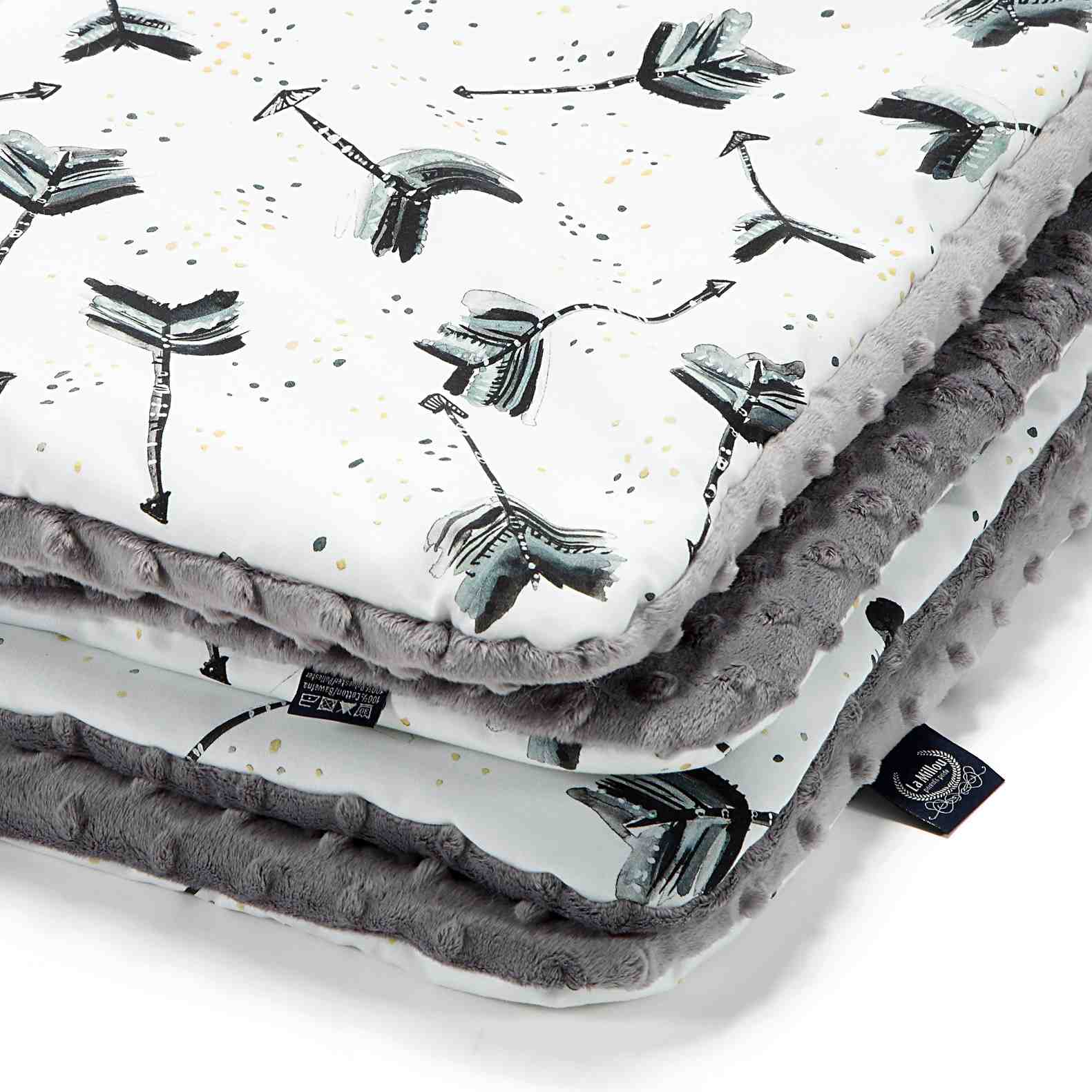 Baby's Paradijs | koc la millou minky grey boho royal arrows 1 MEDIUM BLANKET - BOHO ROYAL ARROWS - GREY - Afbeelding 2