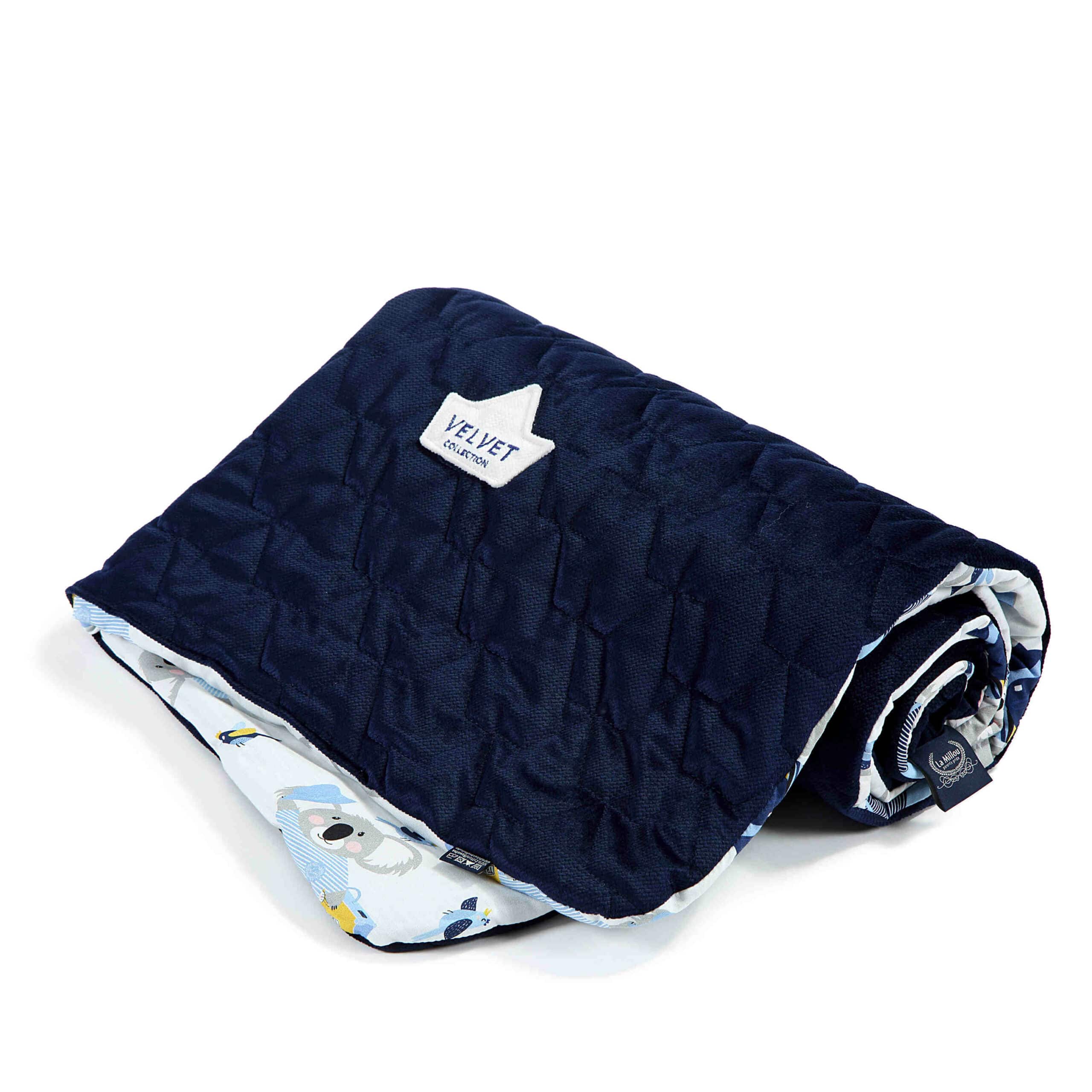 VELVET COLLECTION - MEDIUM BLANKET - HELLO WORLD - ROYAL NAVY - Afbeelding 2