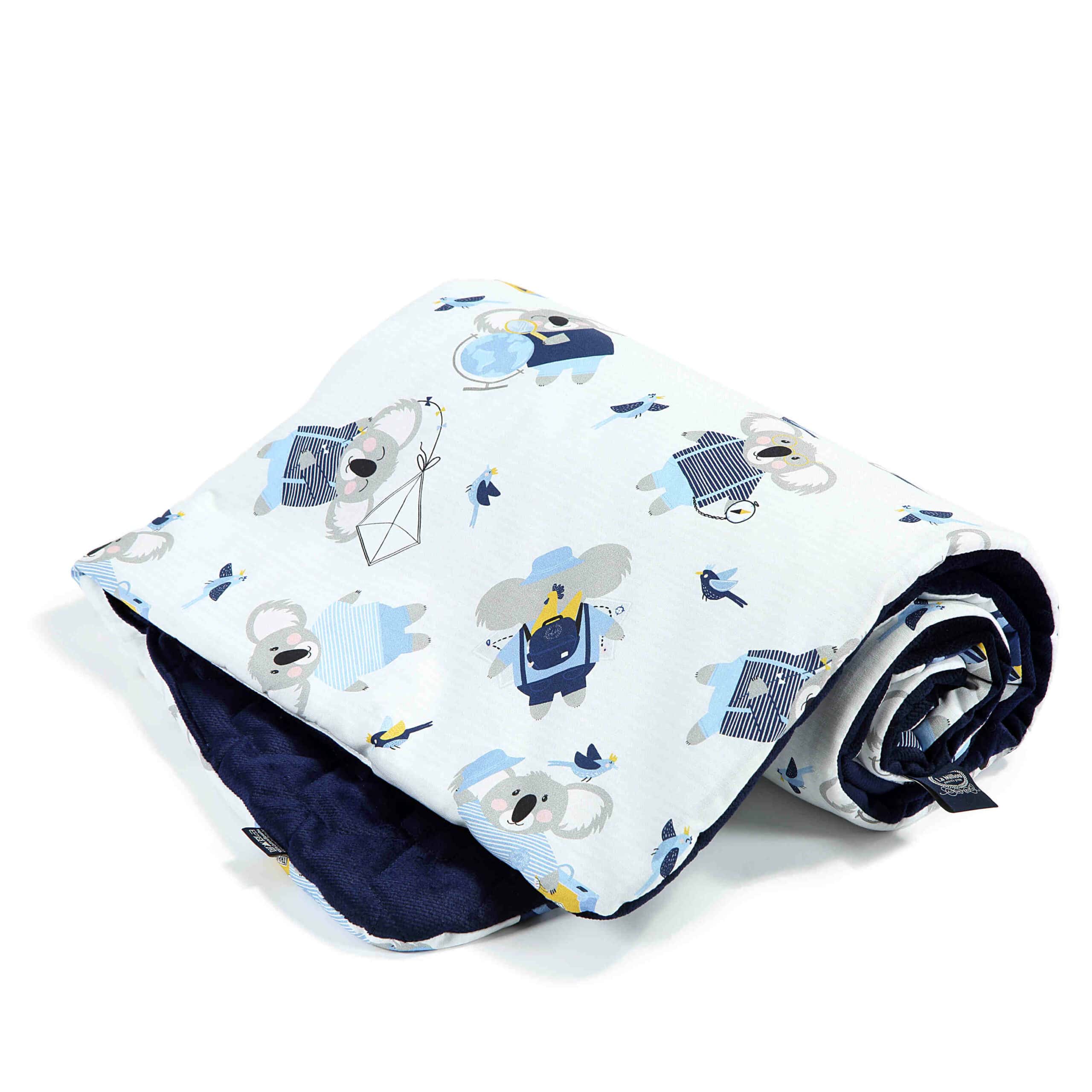 VELVET COLLECTION - MEDIUM BLANKET - HELLO WORLD - ROYAL NAVY