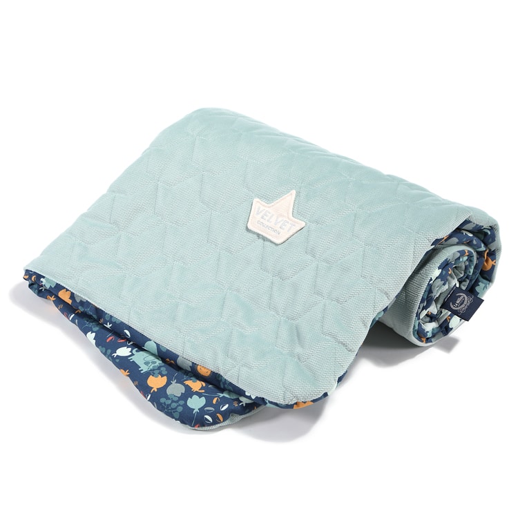 VELVET COLLECTION - MEDIUM BLANKET - FRENCH BLEU JARDIN - SMOKE MINT - Afbeelding 2