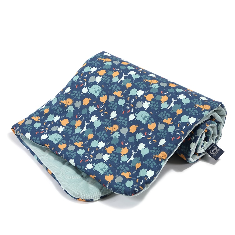 VELVET COLLECTION - MEDIUM BLANKET - FRENCH BLEU JARDIN - SMOKE MINT