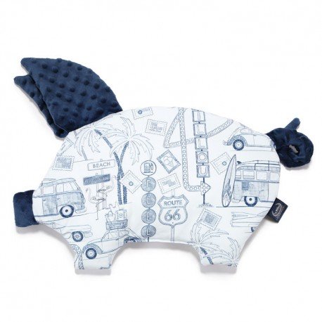 Sleepy pig pillow - Route 66 navy