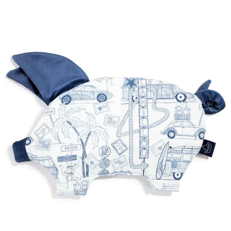 VELVET COLLECTION - SLEEPY PIG PILLOW - ROUTE 66 - HARVARD BLUE