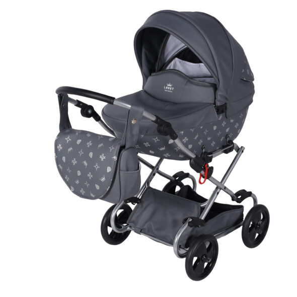 Luxe Poppenwagen Laret Imperial Mini Grijs - Eco-leer