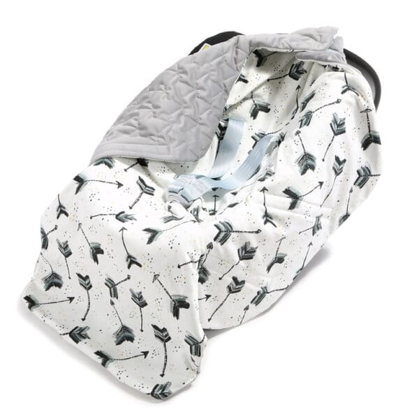 Car seat blanket - Organic Jersey collection - Boho royal arrows - Velvet dark grey