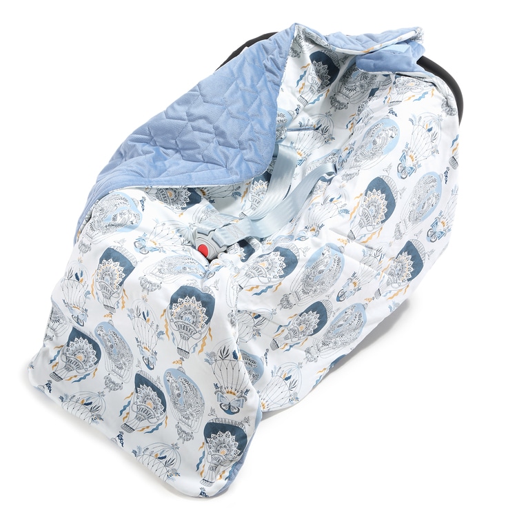 Car seat blanket - Organic Jersey collection - Cappadocia sky - Velvet dove blue