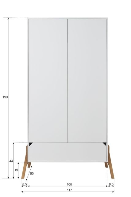 Baby's Paradijs | 2 Deurs Kast Lotta Snow White 4 2-Deurs Kast - Lotta Snow White