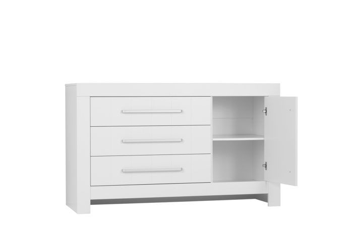 Baby's Paradijs | Commode 3 lades 1 deur Calmo White 2 Commode - 3 lades + 1 deur - Calmo White - Afbeelding 2