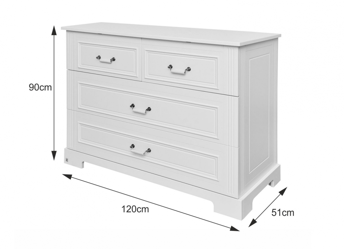 Baby's Paradijs | Commode 4 Lades Ines Elegant White 3 Commode - 4 Lades - Ines Elegant White - Afbeelding 3