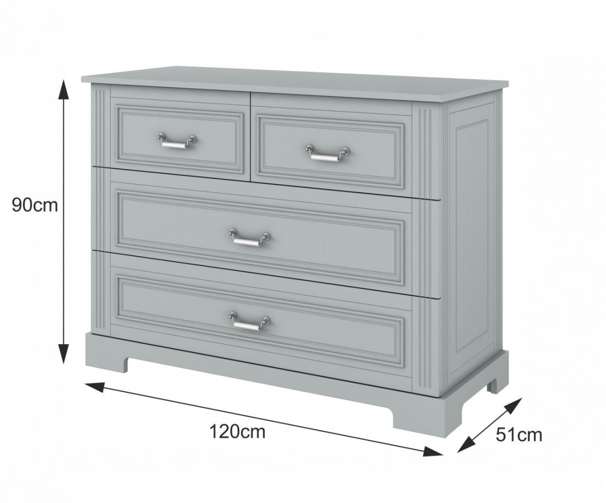 Baby's Paradijs | Commode 4 Lades Ines Neutral Grey 3 Commode - 4 Lades - Ines Neutral Grey - Afbeelding 3