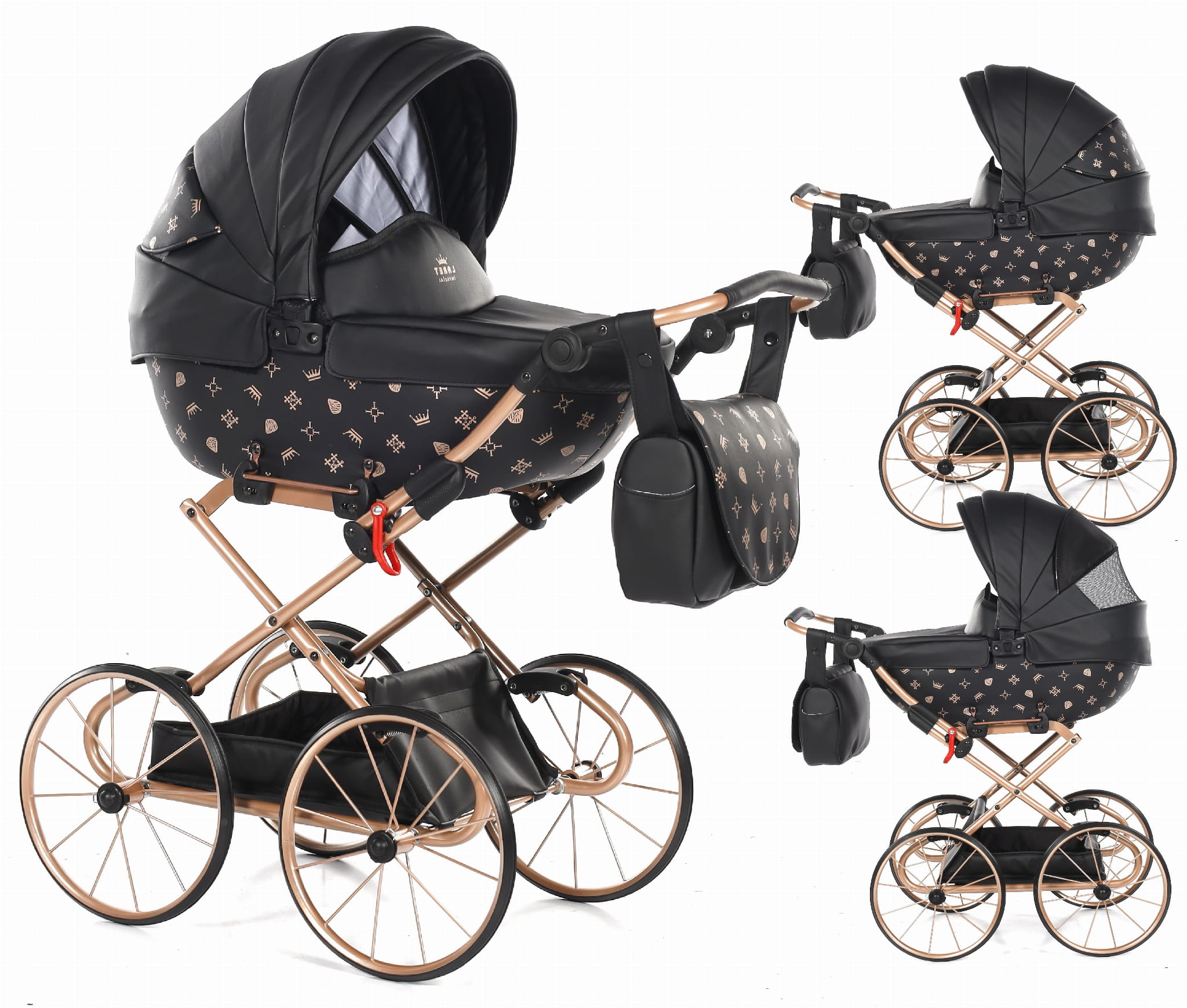 Baby's Paradijs | Wozek dla lalki Imperial Classic czarny all Luxe Poppenwagen Laret Imperial Zwart – Eco-Leer Vintage - Afbeelding 6