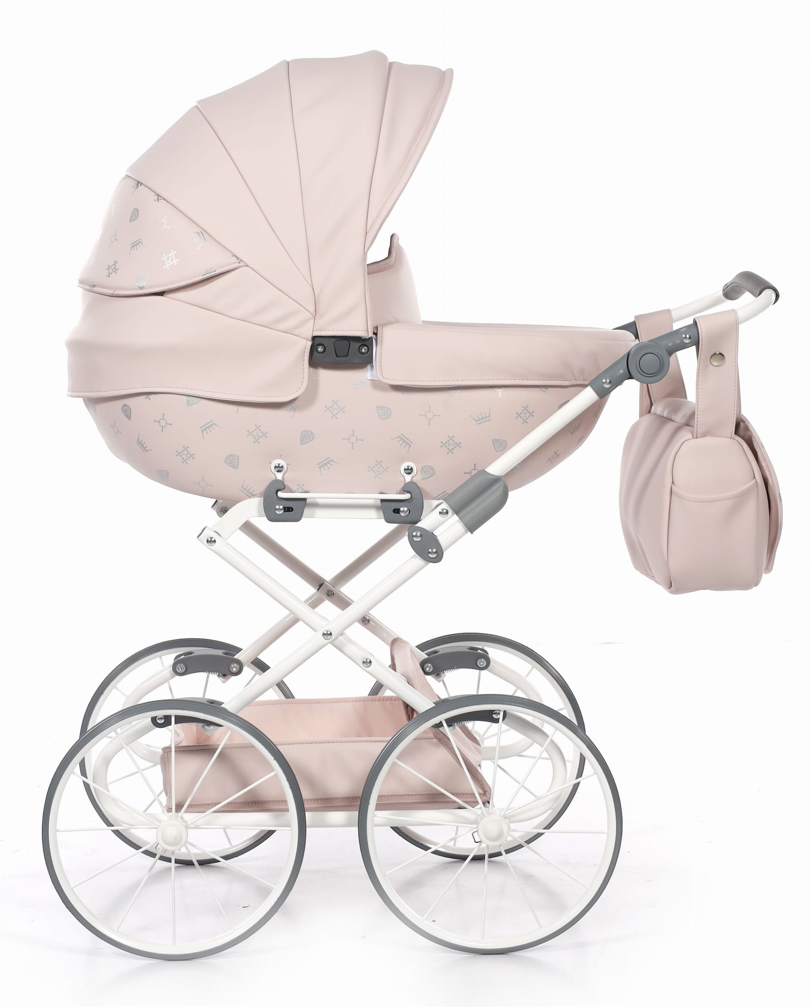 Baby's Paradijs | Wozek dla lalki Imperial Classic roz 1 Luxe Poppenwagen Laret Imperial Roze – Eco-Leer Vintage - Afbeelding 5
