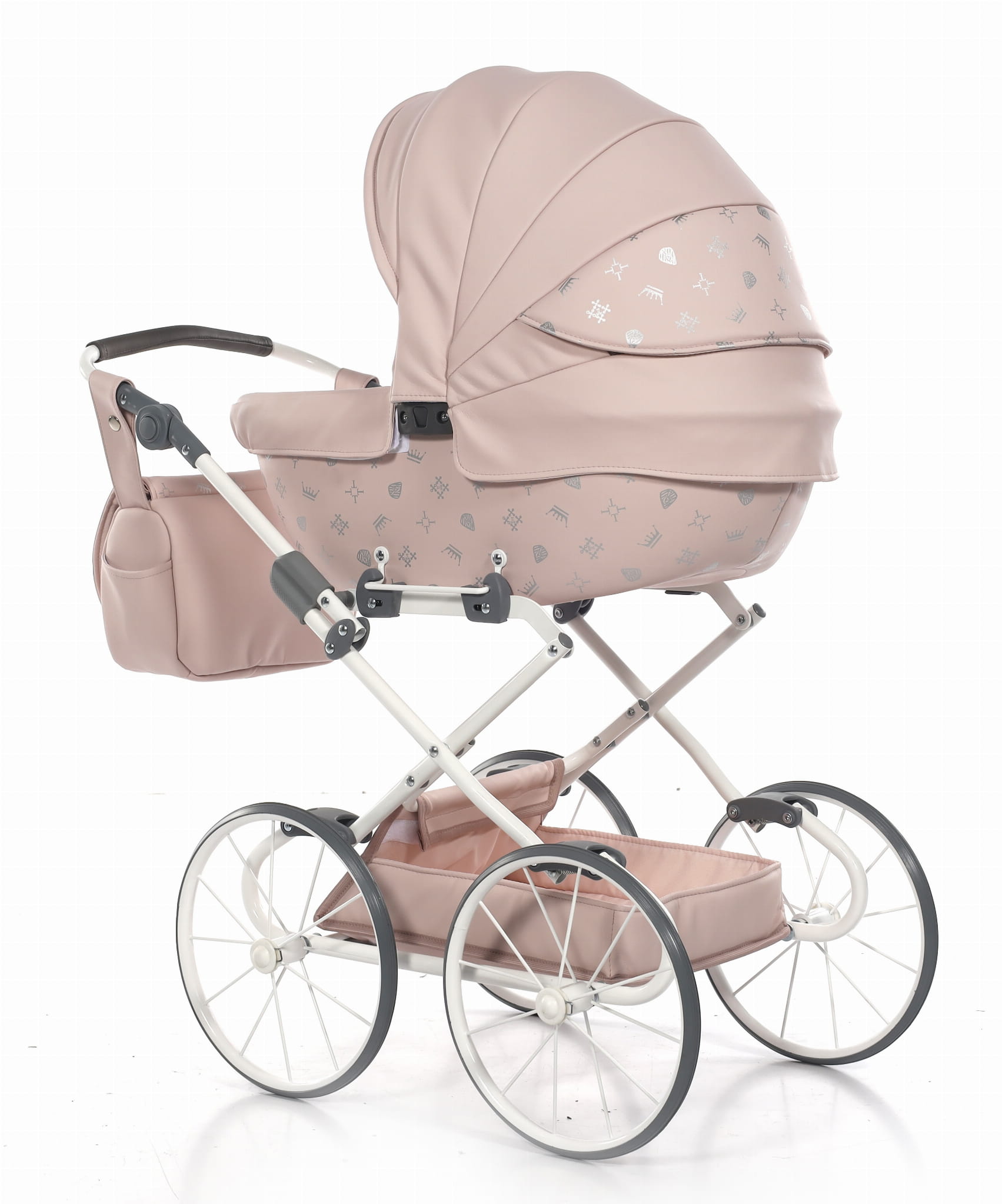 Baby's Paradijs | Wozek dla lalki Imperial Classic roz 3 Luxe Poppenwagen Laret Imperial Roze – Eco-Leer Vintage - Afbeelding 3