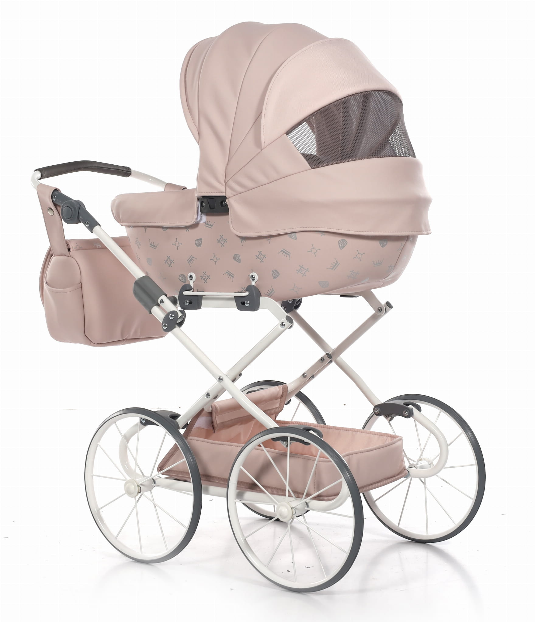 Baby's Paradijs | Wozek dla lalki Imperial Classic roz 4 Luxe Poppenwagen Laret Imperial Roze – Eco-Leer Vintage - Afbeelding 2