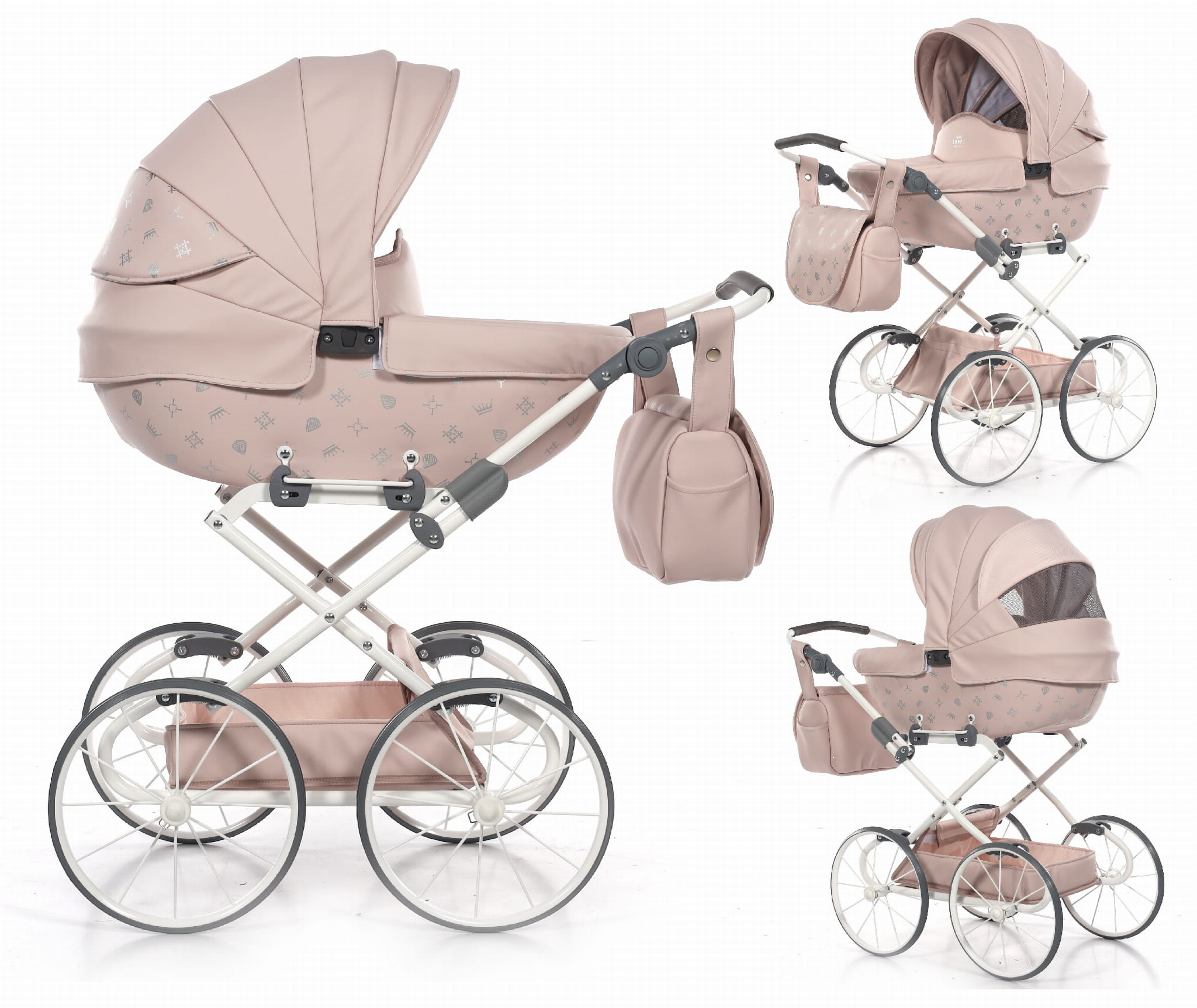 Baby's Paradijs | Wozek dla lalki Imperial Classic roz all Luxe Poppenwagen Laret Imperial Roze – Eco-Leer Vintage - Afbeelding 6