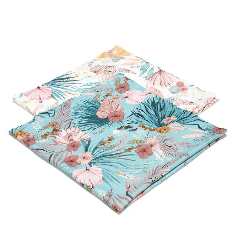 2 PACK SMALL MUSLIN SWADDLE 100% BAMBOO - BOHO PALMS LIGHT - BOHO PALMS