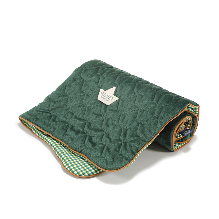 VELVET COLLECTION - MEDIUM BLANKET - BY LARA GESSLER - BARCELONA VICHY - FOREST GREEN - Afbeelding 2