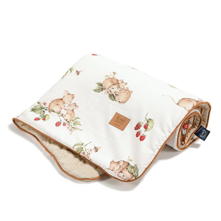 VELVET COLLECTION - MEDIUM BLANKET - BY LARA GESSLER - CUTE MICE - SAND