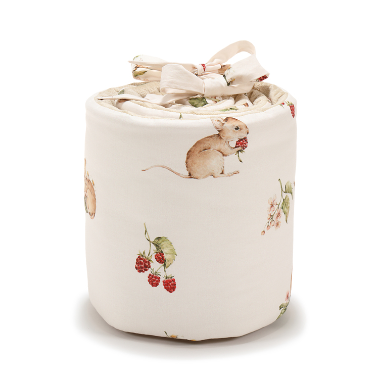 VELVET COLLECTION - BED BUMPER - BY LARA GESSLER – CUTE MICE - SAND - Afbeelding 2