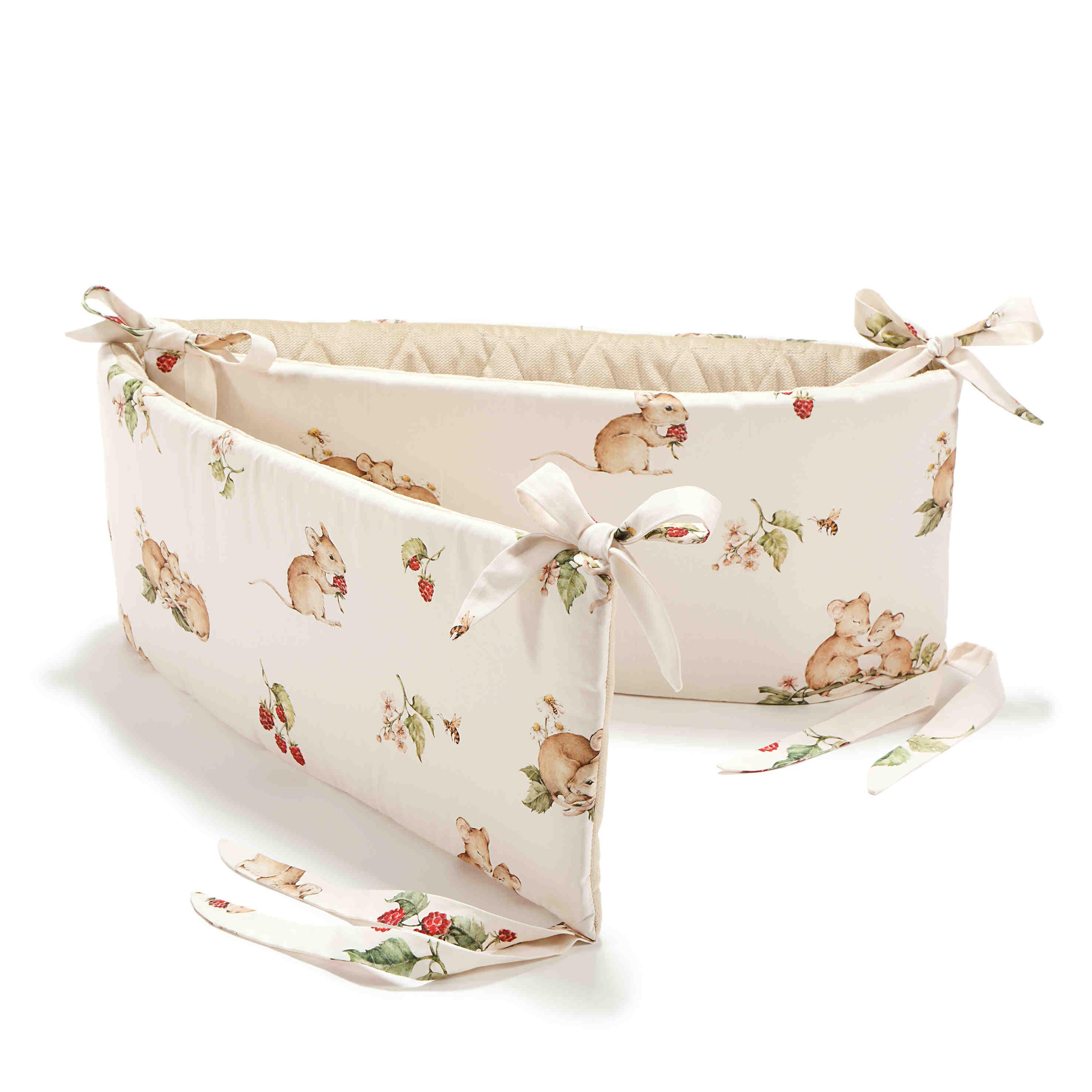 VELVET COLLECTION - BED BUMPER - BY LARA GESSLER – CUTE MICE - SAND