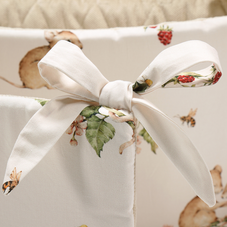 VELVET COLLECTION - BED BUMPER - BY LARA GESSLER – CUTE MICE - SAND - Afbeelding 3