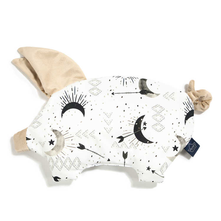 VELVET COLLECTION - SLEEPY PIG PILLOW -BRIGHT LUNA - SAND