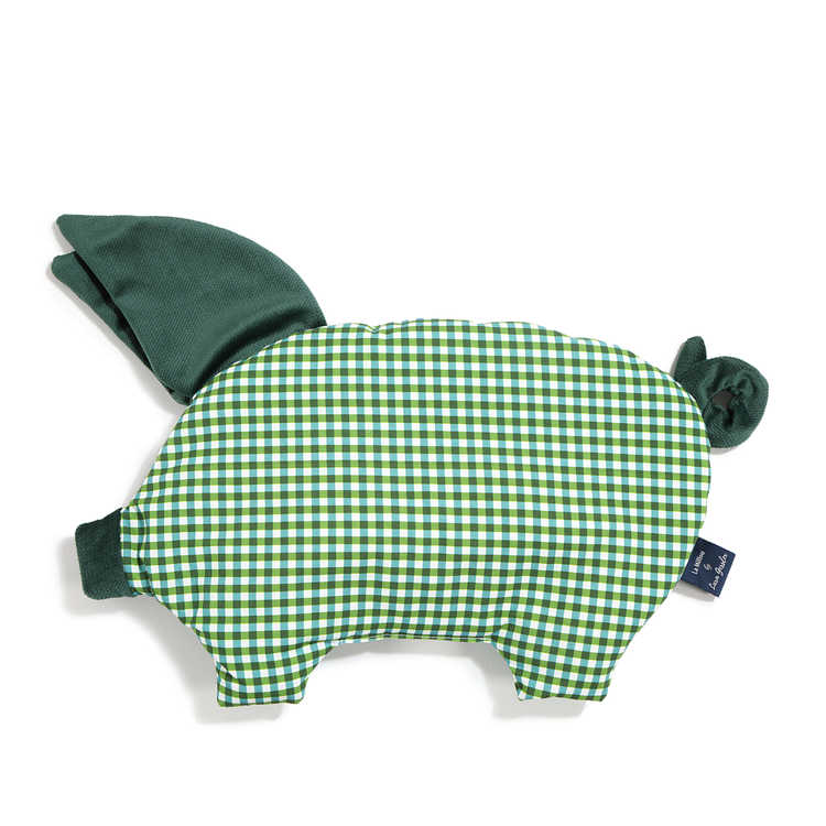 VELVET COLLECTION - SLEEPY PIG PILLOW - BY LARA GESSLER - BARCELONA VICHY - FOREST GREEN