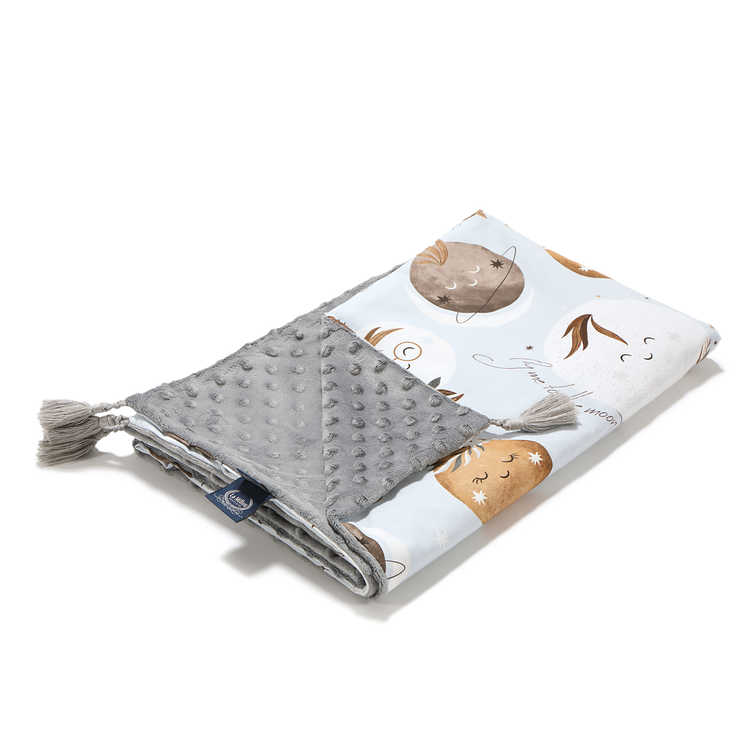 MEDIUM LIGHT BLANKET - - BY WHATANNAWEARS – FLY ME TO THE MOON SKY - GREY