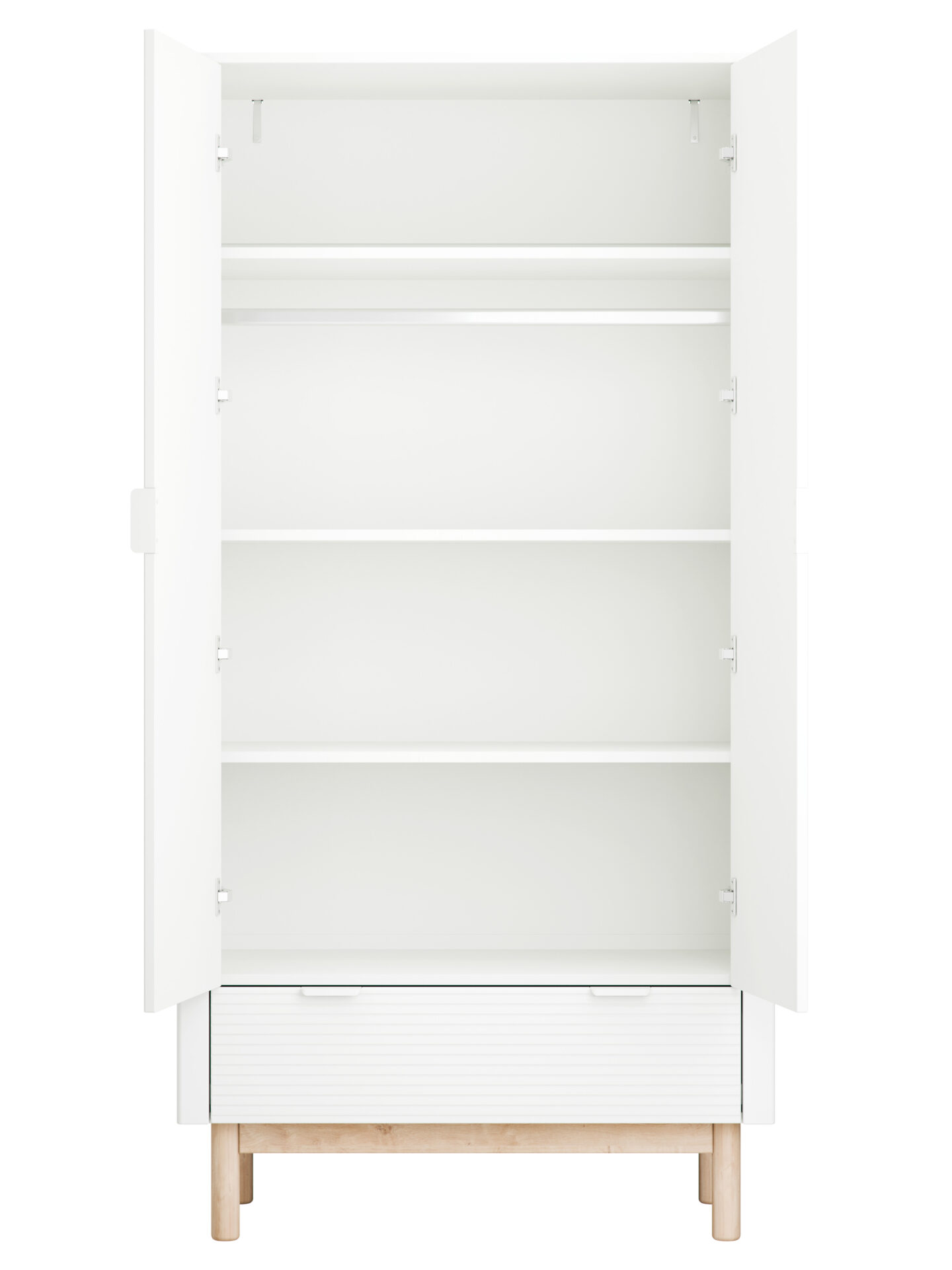 Baby's Paradijs | Miloo 2door wardrobe white 3 1 Babykamer Miloo wit (ledikant 60x120cm+commode+kast) - Afbeelding 7