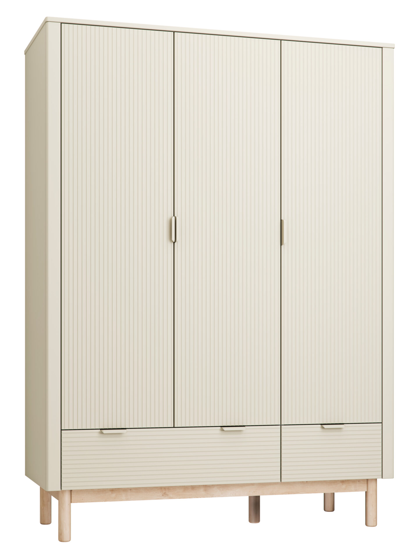 Baby's Paradijs | Miloo 3door wardrobe champagne 1 Babykamer Miloo Champagne (doorgroeibed 70x 140 cm+ grote commode+ 3-deurskast) - Afbeelding 2