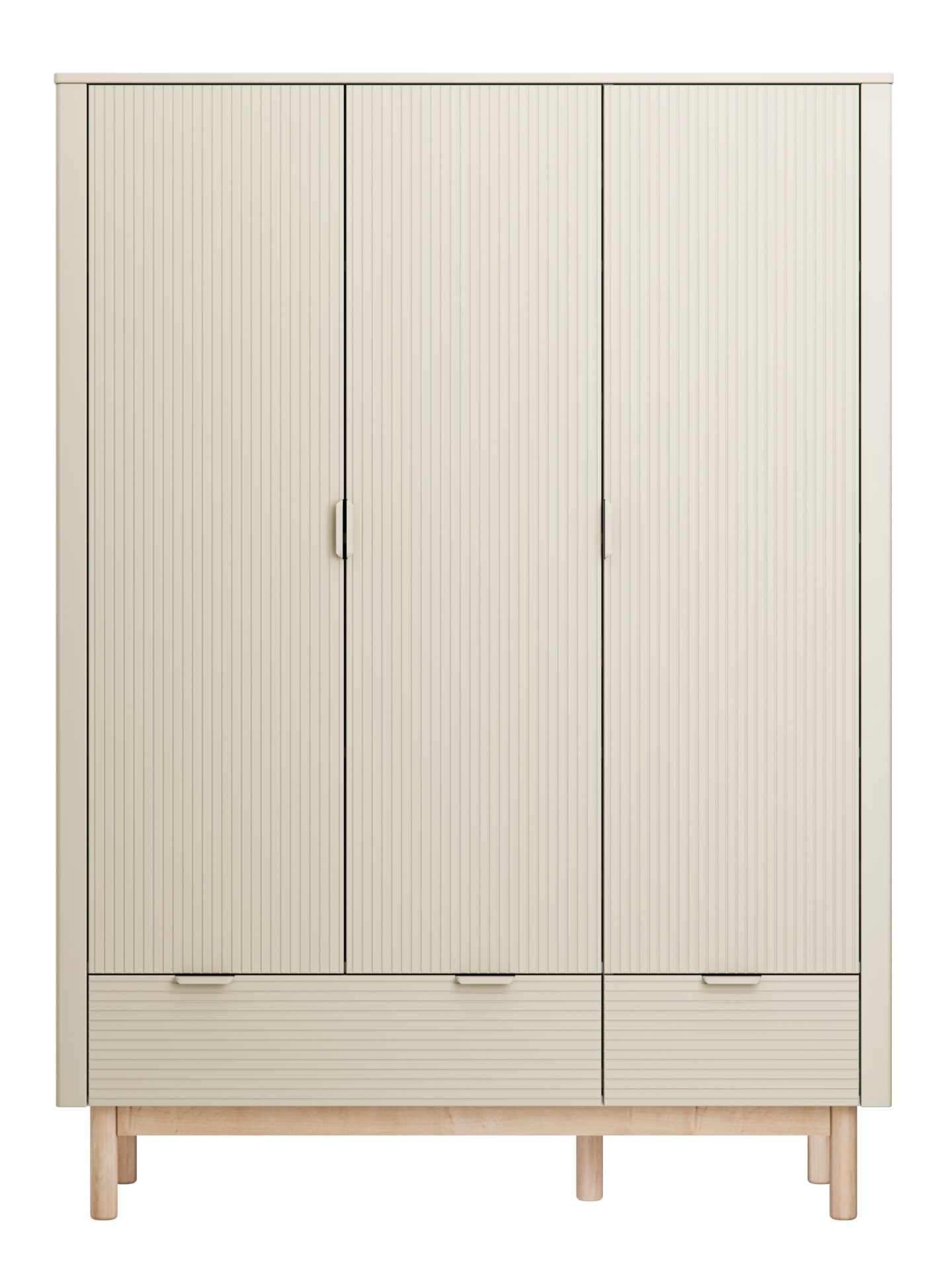 Baby's Paradijs | Miloo 3door wardrobe champagne 2 Babykamer Miloo Champagne (doorgroeibed 70x 140 cm+ grote commode+ 3-deurskast) - Afbeelding 3