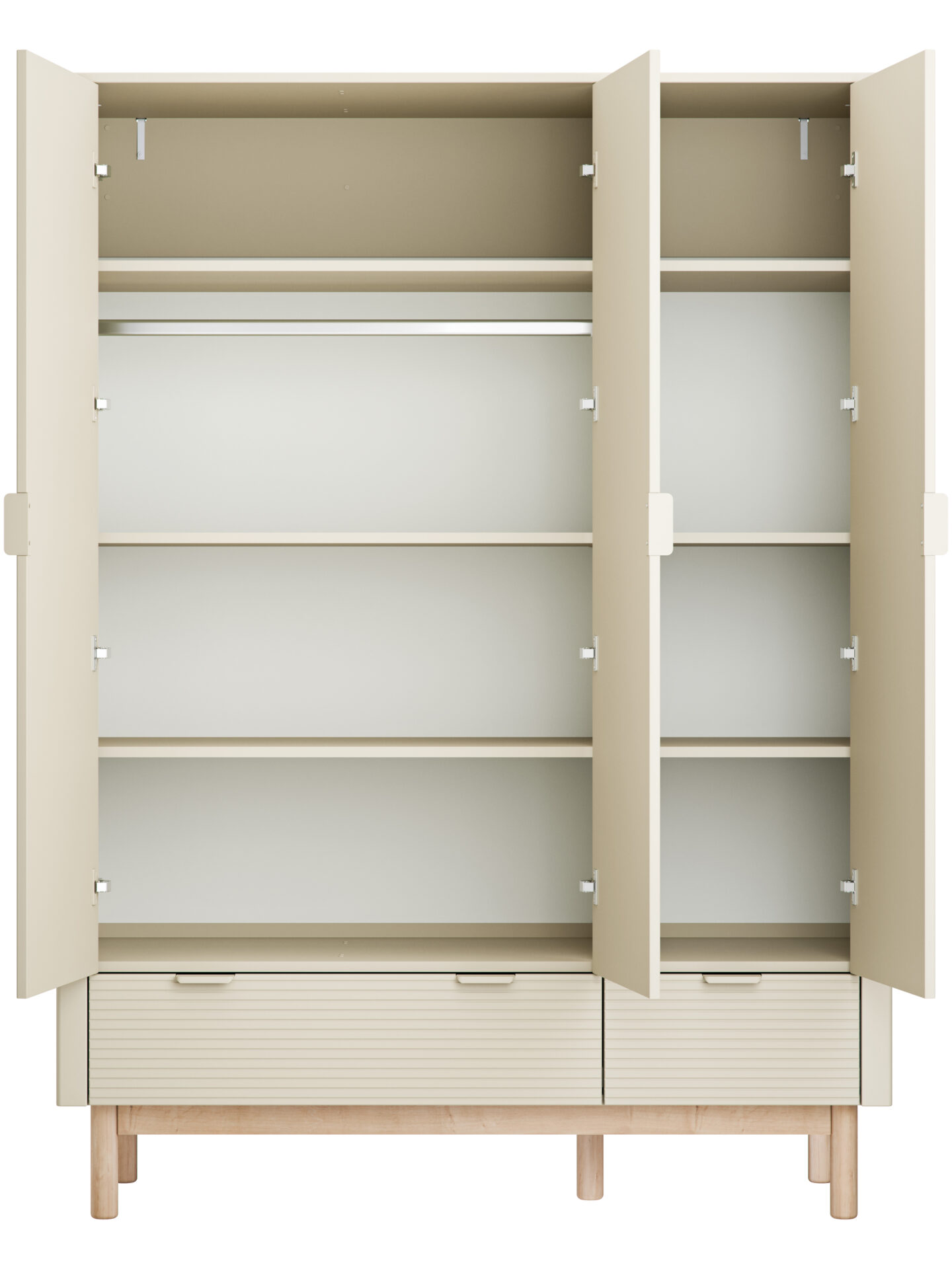 Baby's Paradijs | Miloo 3door wardrobe champagne 3 Babykamer Miloo Champagne (doorgroeibed 70x 140 cm+ grote commode+ 3-deurskast) - Afbeelding 4