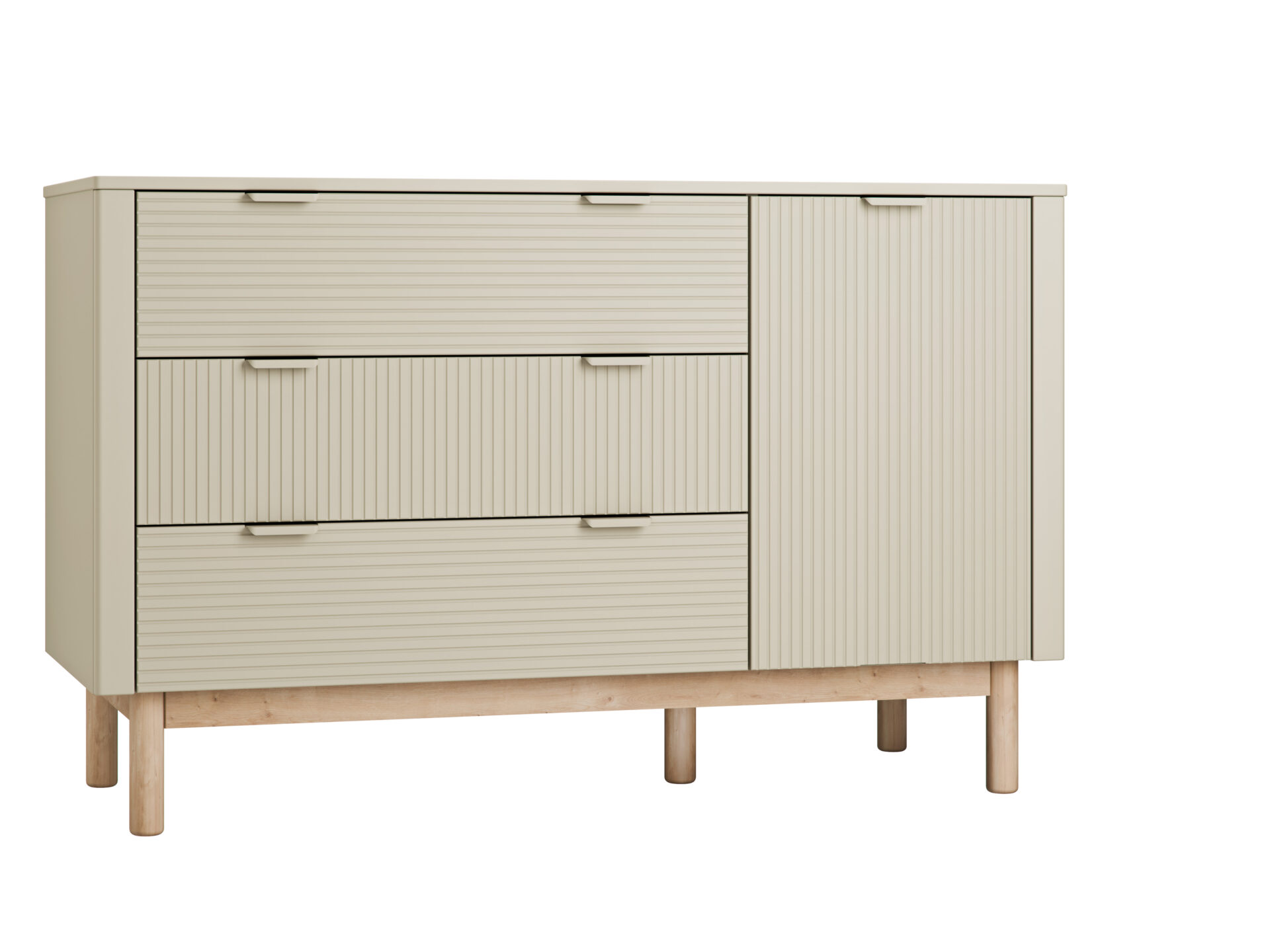 Baby's Paradijs | Miloo 3drawer1door chest champagne 1 Babykamer Miloo Champagne (doorgroeibed 70x 140 cm+ grote commode+ 3-deurskast) - Afbeelding 10