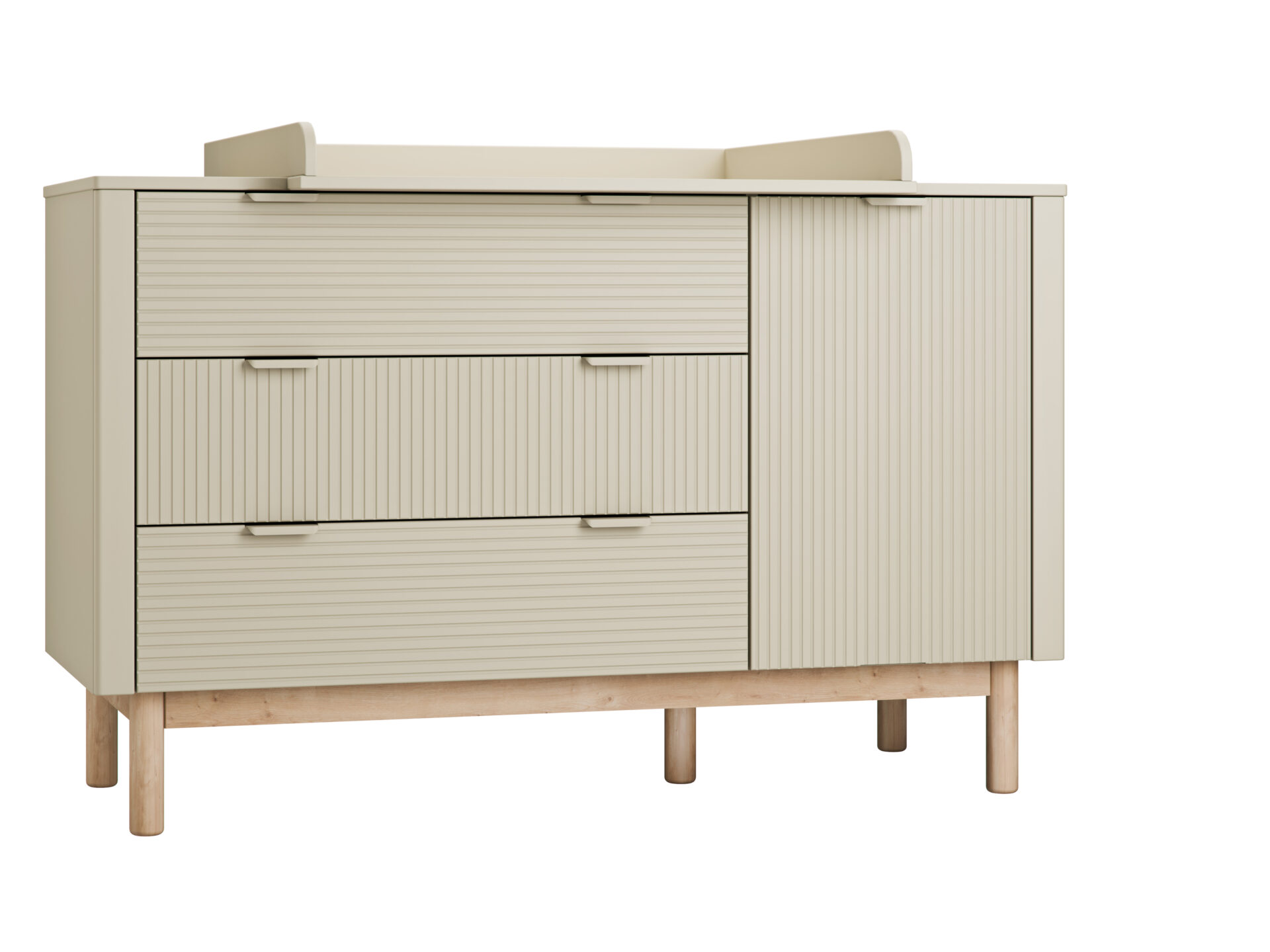 Baby's Paradijs | Miloo 3drawer1door chest champagne 2 Commode - 3 lades + 1 deur - Miloo Champagne - Afbeelding 2
