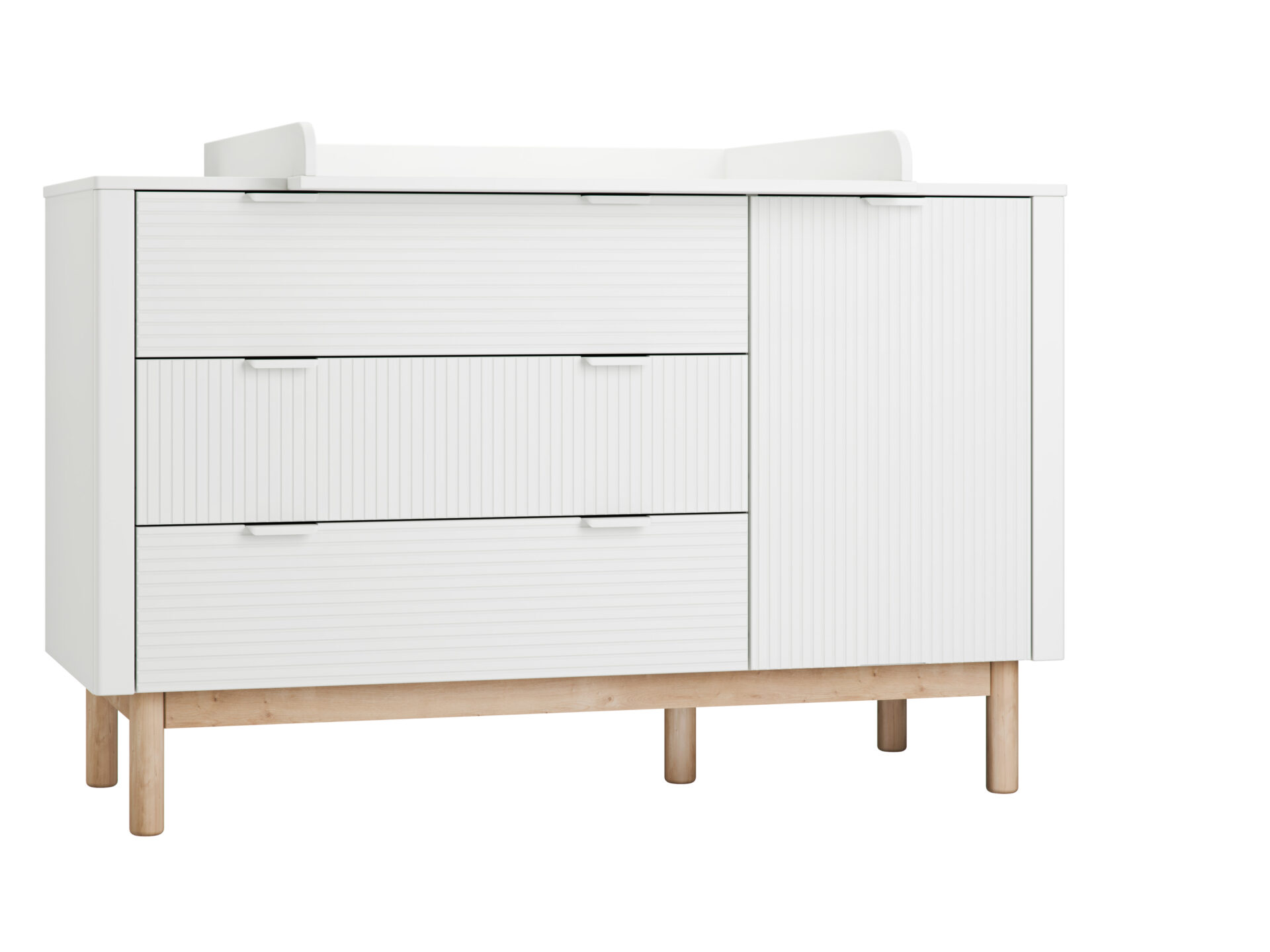 Baby's Paradijs | Miloo 3drawer1door chest white 2 Commode - 3 lades + 1 deur - Miloo Wit - Afbeelding 2