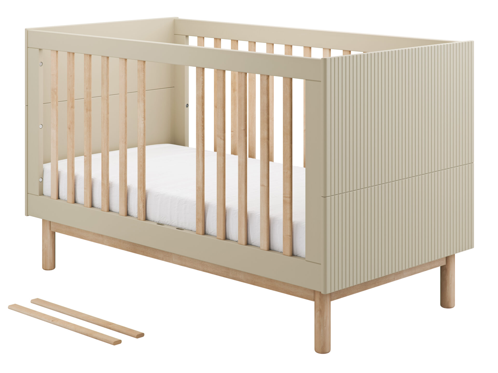 Baby's Paradijs | Miloo cot Babykamer Miloo Champagne (doorgroeibed 70x 140 cm+ grote commode+ 3-deurskast) - Afbeelding 7