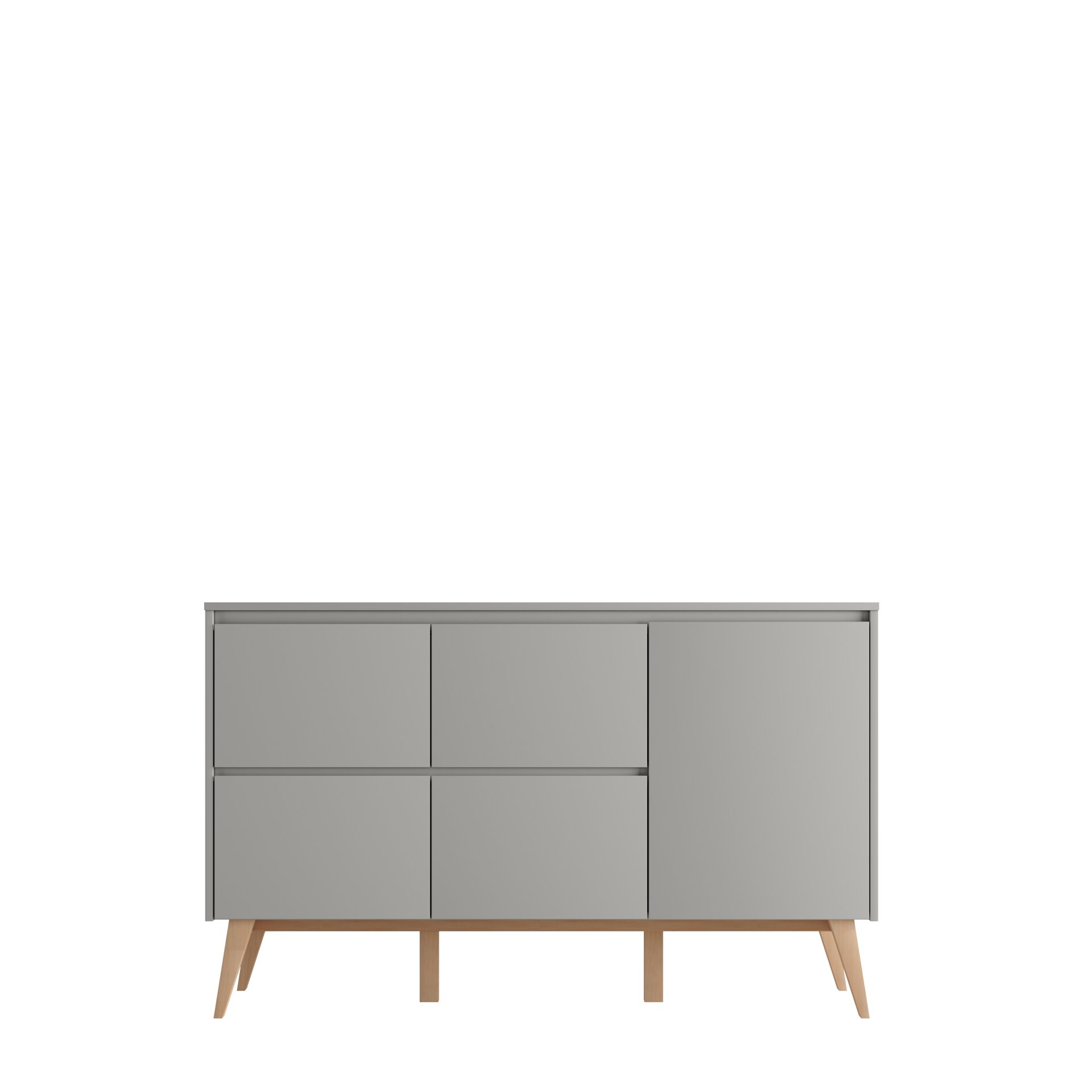 Baby's Paradijs | Swing 4 drawer1 door chest grey 2 Commode Groot - 4 lades - Swing Grey - Afbeelding 2