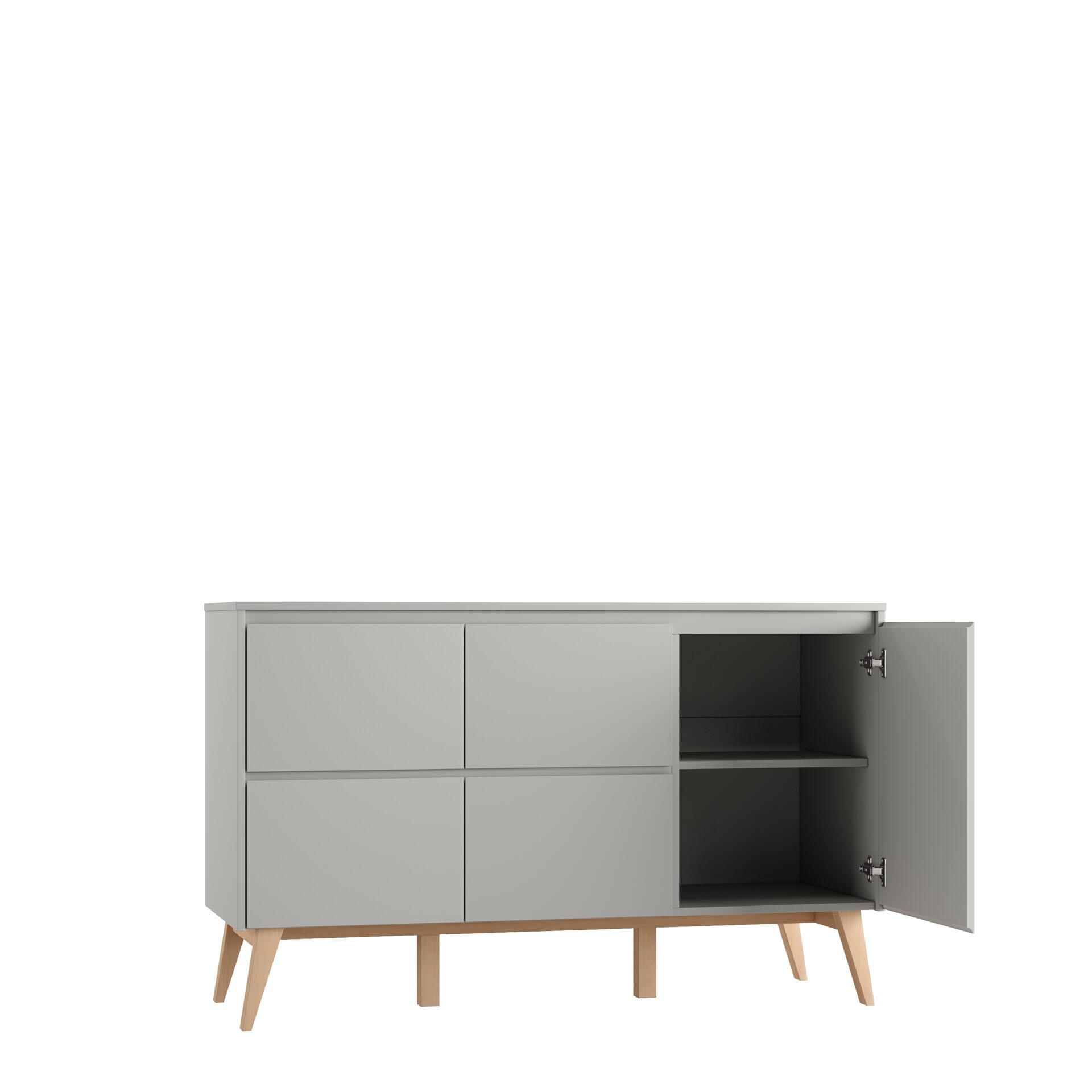 Baby's Paradijs | Swing 4 drawer1 door chest grey 3 Commode Groot - 4 lades - Swing Grey - Afbeelding 3