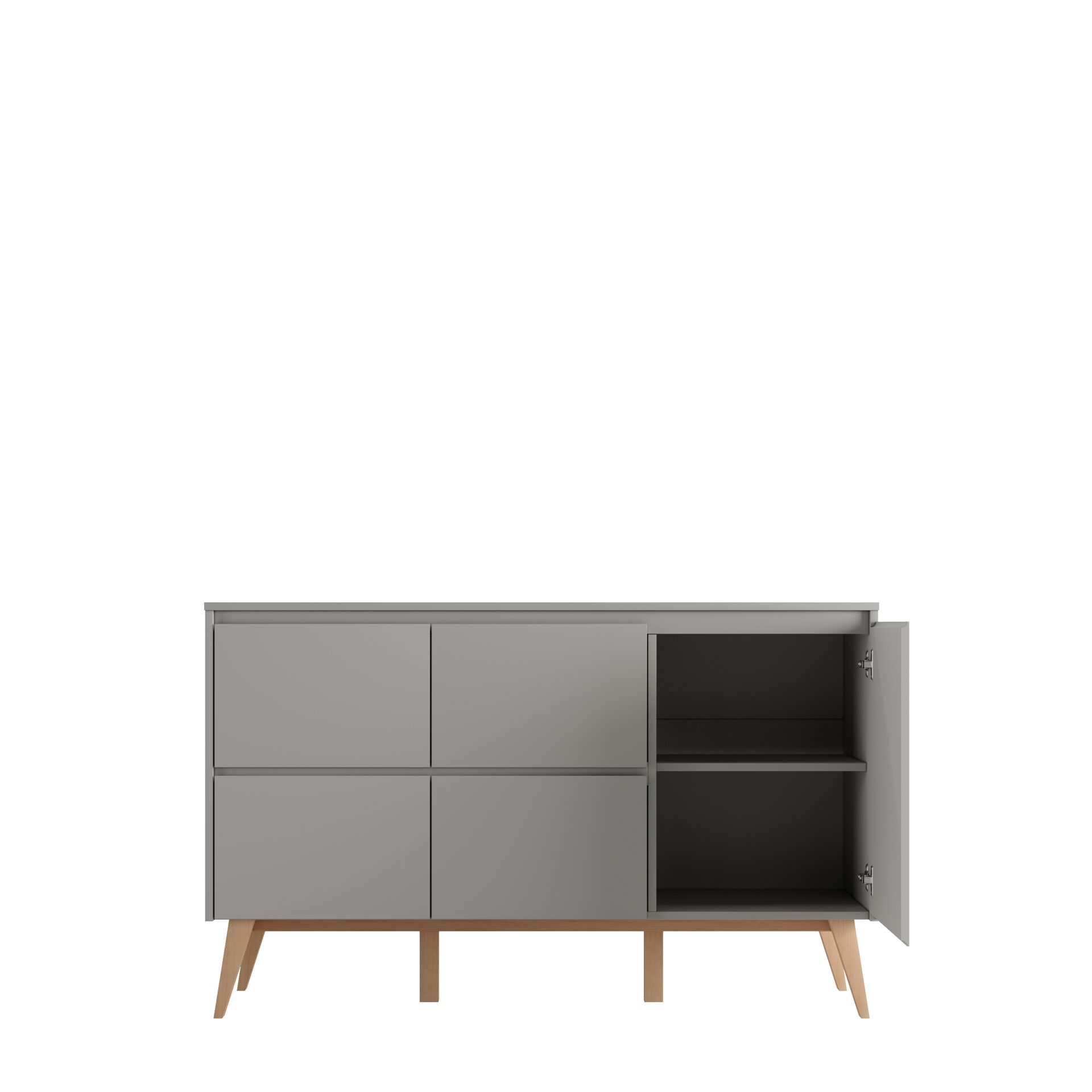 Baby's Paradijs | Swing 4 drawer1 door chest grey 4 Commode Groot - 4 lades - Swing Grey - Afbeelding 4