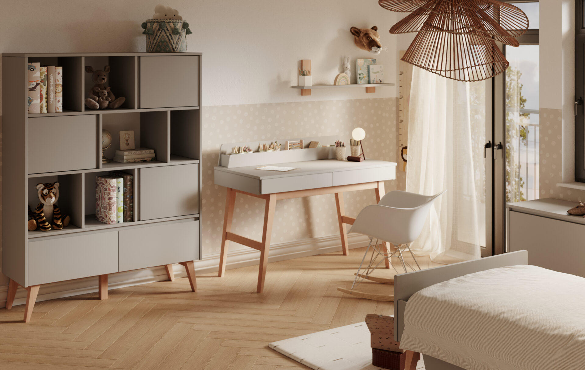 Baby's Paradijs | Swing grey 1 Wandrek - Swing Grey - Afbeelding 3