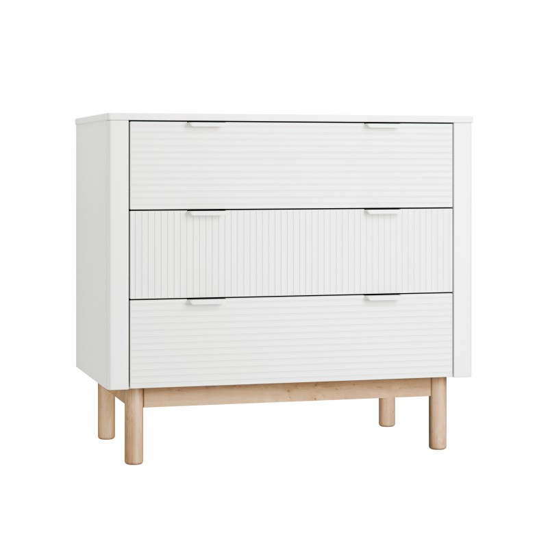 Baby's Paradijs | pinio miloo biel komoda 3 szuflady 1 Babykamer Miloo wit (ledikant 60x120cm+commode+kast) - Afbeelding 12