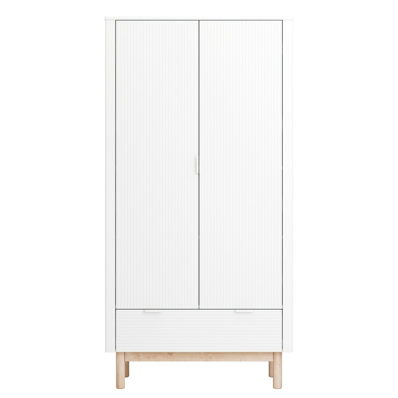 Baby's Paradijs | pinio miloo biel szafa 2 drzwiowa 1 Babykamer Miloo wit (ledikant 60x120cm+commode+kast) - Afbeelding 5