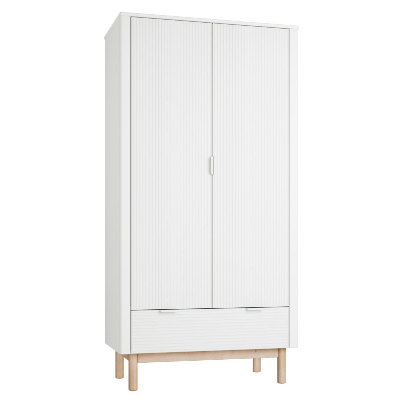 Baby's Paradijs | pinio miloo biel szafa 2 drzwiowa Babykamer Miloo wit (ledikant 60x120cm+commode+kast) - Afbeelding 6