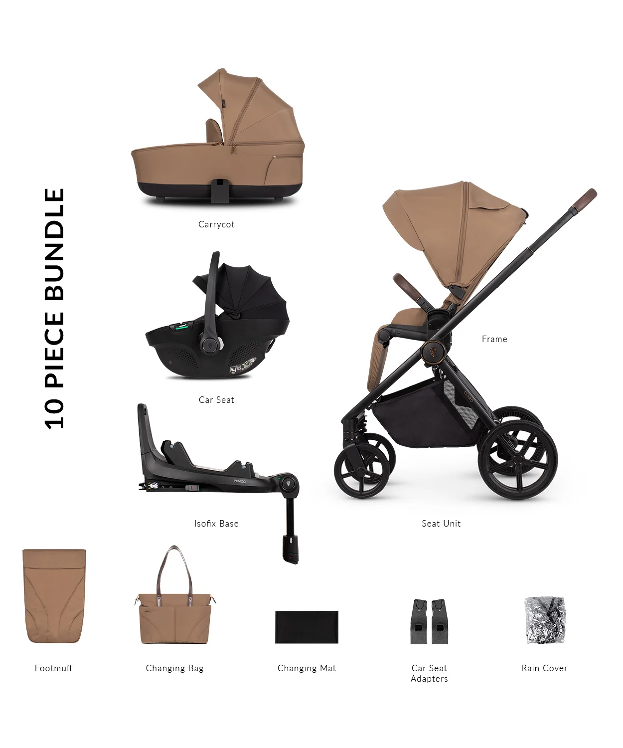 4-in-1 kinderwagen Venicci Claro Caramel